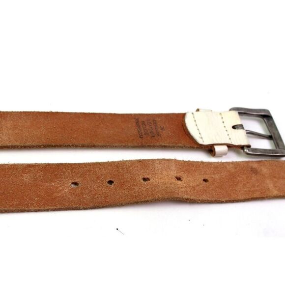 Mexico OFF WHITE GENUINE LEATHER 1 3/8"Wd CASUAL DRESS MEN'S BELT Sz 38 (Z3 - Picture 11 of 11